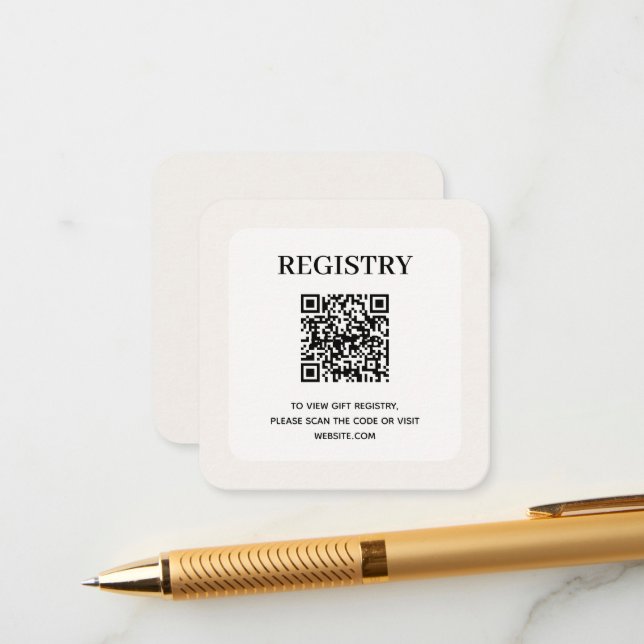 Chic Wedding Registry QR Code Enclosure Card (Front/Back In Situ)