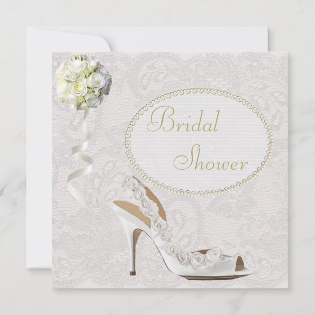 Chic Wedding Shoe Paisley Lace Bridal Shower Invitation (Front)