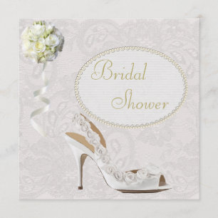 Chic Wedding Shoe Paisley Lace Bridal Shower Invitation