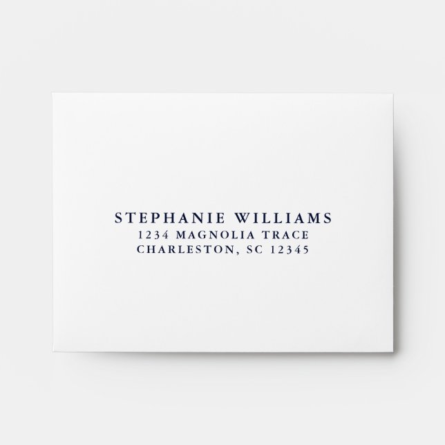 Chic Wedding Simple Elegant Modern White & Blue Envelope (Front)