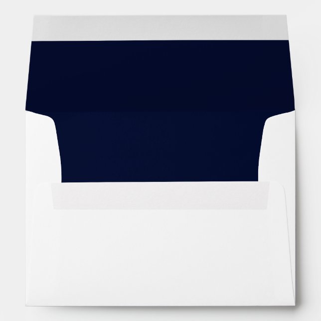 Chic Wedding Simple Elegant Modern White & Blue Envelope (Back (Bottom))