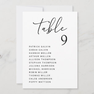 Chic Wedding Table Seating Chart Card