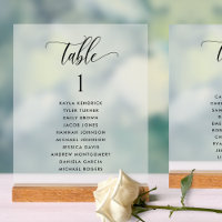 Chic Wedding Table Seating Plan Card Frosted Style