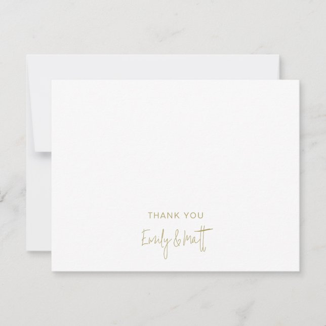 Chic Wedding Thank You White Flat Note Card (Front)