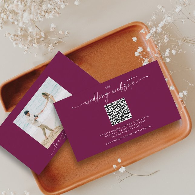 Chic Wedding Website QR Code Photo Reponse Enclosure Card (Creator Uploaded)