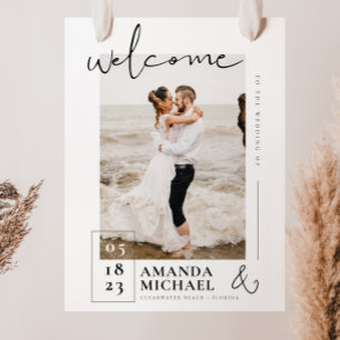 Chic Wedding Welcome Sign With Photo