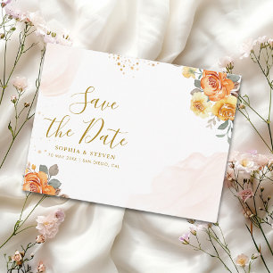 Chic wedding with orange floral Illustration Postcard