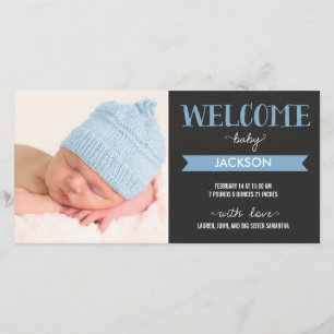 Chic Welcome Baby Boy Birth Announcement