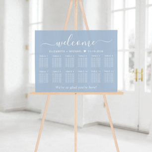 Chic Welcome Dusty Blue 12 Table Wedding Seating Acrylic Sign