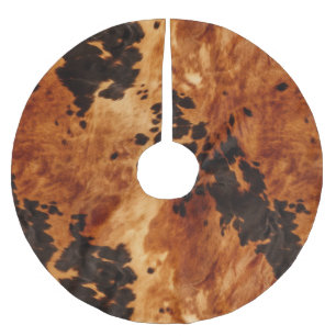 Chic Western Brown Cowhide Brushed Polyester Tree Skirt