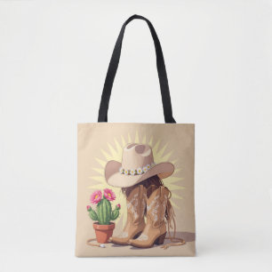 Chic Western Cowgirl – Fun & Playful Gen Z Tote Bag