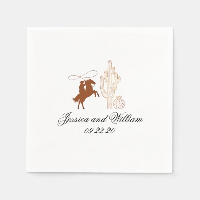 Chic Western Dark Brown Wedding Napkin (Front)