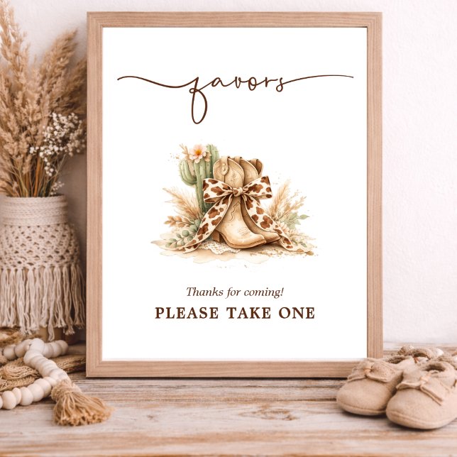 Chic Western Little Cowboy Baby Shower Favours Sig Poster (Creator Uploaded)