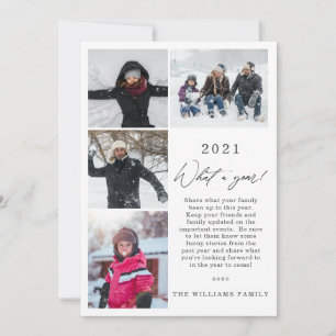 Chic What a Year Family Photos New Year Christmas Holiday Card