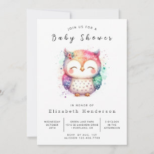 Chic Whimsical Owl Baby Shower Invitation