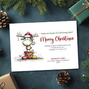Chic Whimsical Reindeer Holiday Greeting Card