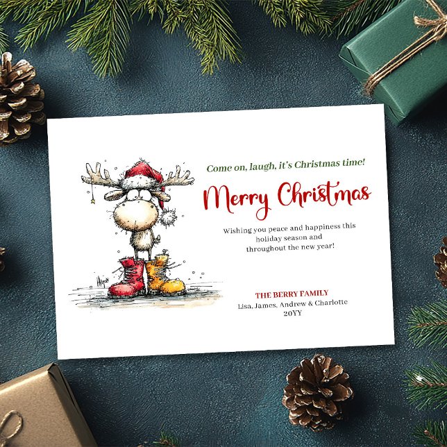 Chic Whimsical Reindeer Holiday Greeting Card (Chic Whimsical Reindeer Holiday Greeting Card)
