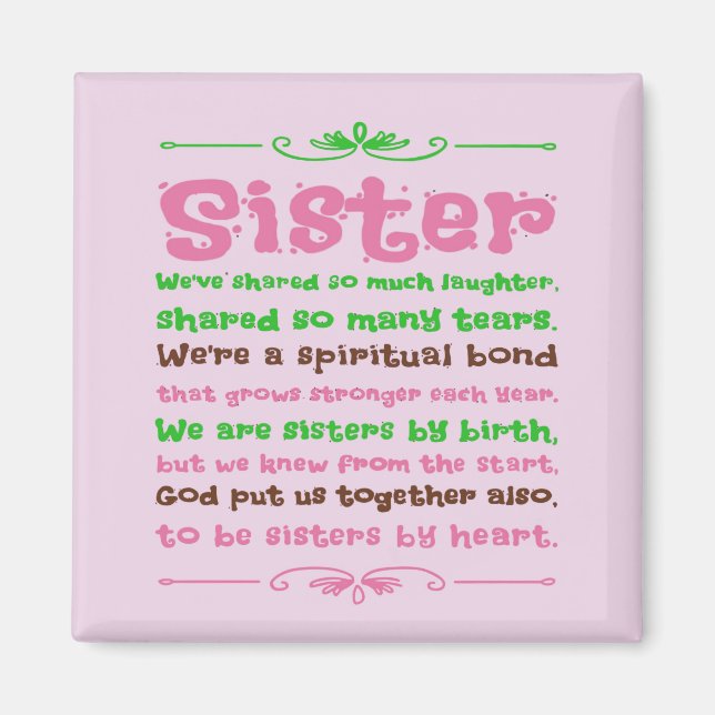 Chic Whimsical Sister Quote Magnet (Front)