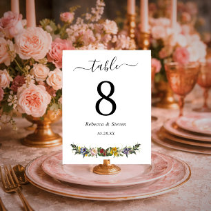 Chic Whimsical Vintage Floral monogram wedding  Table Number