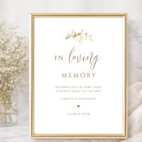 Chic White and Gold Wedding In Loving Memory Sign