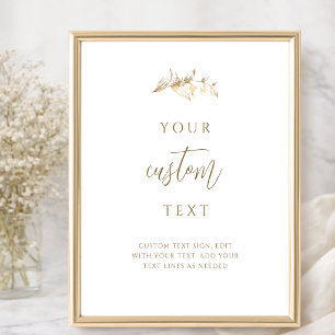Chic White and Gold Wedding Sign with Custom Text