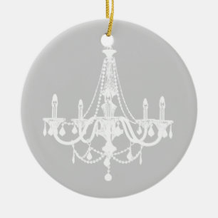 Chic White and Grey Chandelier Ceramic Tree Decoration