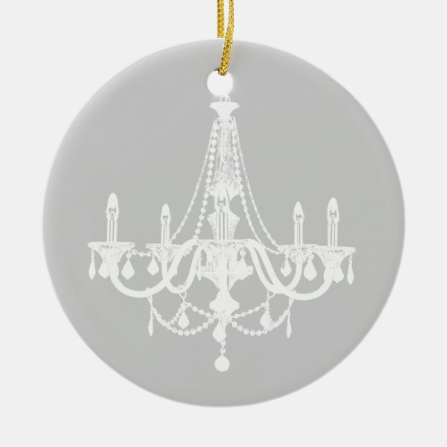 Chic White and Grey Chandelier Ceramic Tree Decoration (Front)