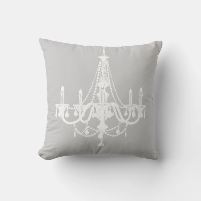 Chic White and Grey Chandelier Cushion (Front)