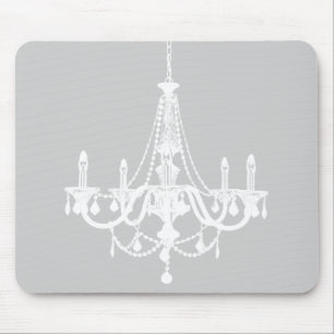 Chic White and Grey Chandelier Mouse Pad