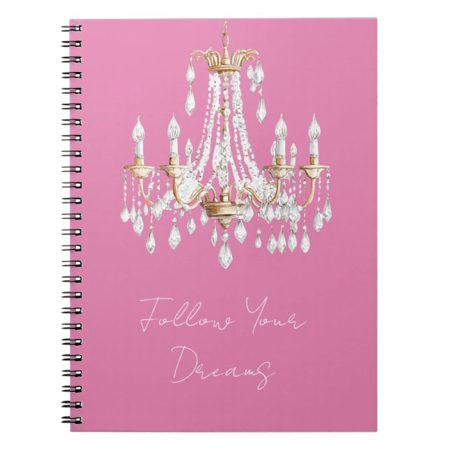 Chic White and Grey Chandelier Notebook (Front)