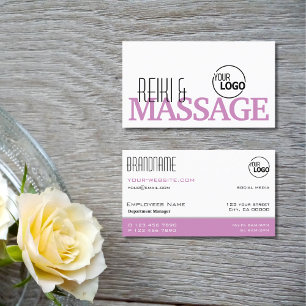 Chic White and Pink Simple Stylish with Logo Business Card