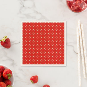 Chic White and Red Polka Dots Pattern Paper Napkin