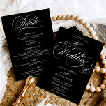 Chic white black all in one calligraphy wedding  invitation<br><div class="desc">Chic and elegant white on black all in one calligraphy wedding invitation with rsvp,  accommodations,  details,  and more info. With a beautiful brush calligraphy script.</div>