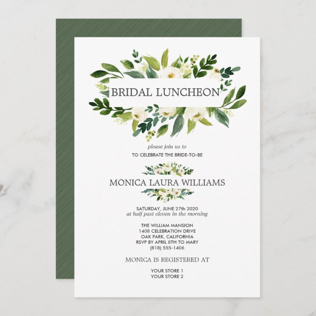 Chic White Bloom |   Bridal Luncheon Wedding Invitation (Front/Back)