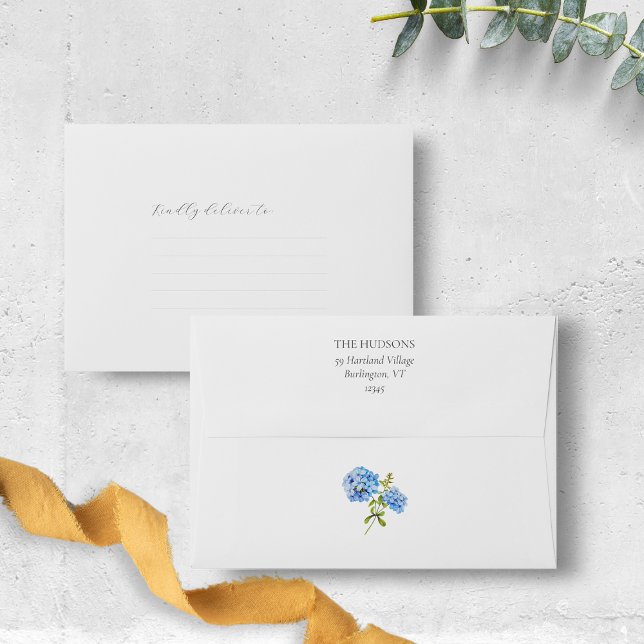 Chic White Blue Floral Hydrangea Event Wedding  Envelope (Creator Uploaded)