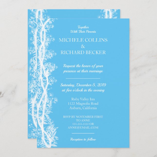 Chic White Botanical Border Wedding Invitation (Front/Back)