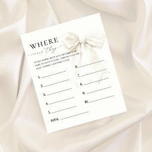 Chic White Bow Where Were They Bridal Shower Game