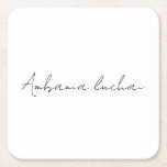 Chic White Calligraphy Creative Square Coaster<br><div class="desc">Add elegance to your space with this professional white calligraphy square coaster. Featuring a clean,  creative,  and chic design,  it’s perfect for home,  office,  or gifting. The minimalist layout ensures your beverage area looks stylish while providing functionality with a sophisticated touch.</div>