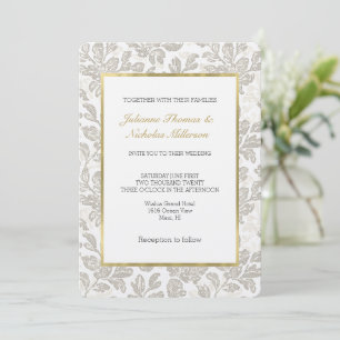 Chic White Cream Floral Wedding Invitation