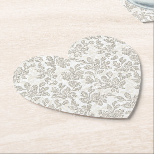 Chic White Cream Floral Wedding Paper Coaster