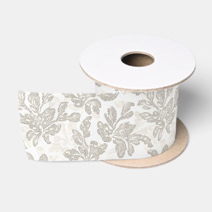 Chic White Cream Floral Wedding Satin Ribbon