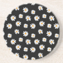  Chic White Daisies Pattern on black background 