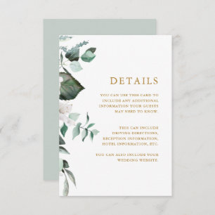 Chic White Floral Guest Information Enclosure Card