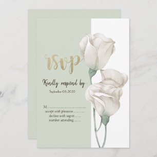Chic White Flowers Roses RSVP Invitation