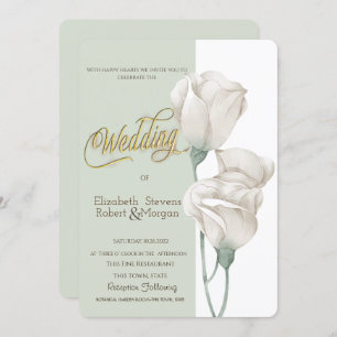 Chic White Flowers Roses Wedding Invitation
