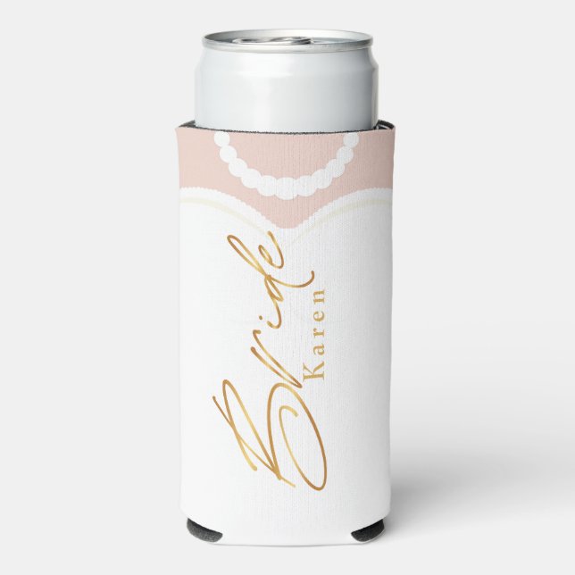 chic white gold bride bridal party bachelorette  s seltzer can cooler (Seltzer Back)