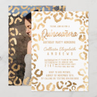 Chic White Gold Cheetah Leopard Quinceañera Photo