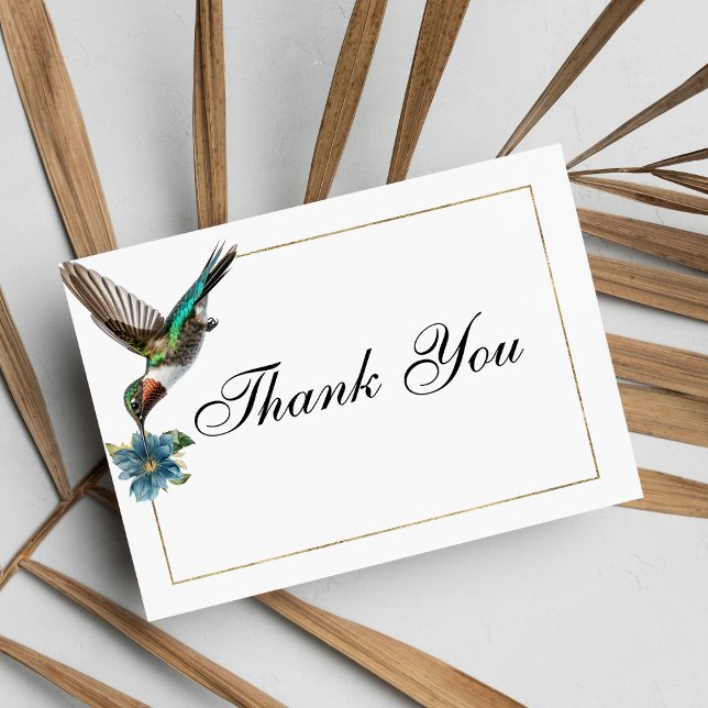 Chic white gold colourful hummingbird Thank You Invitation (Chic white gold colorful hummingbird Thank You )