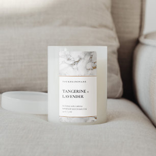 Chic White Gold Grey Marble Candle Product Label
