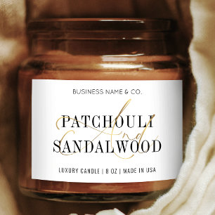 Chic White & Gold Modern Candle Jar Product Label